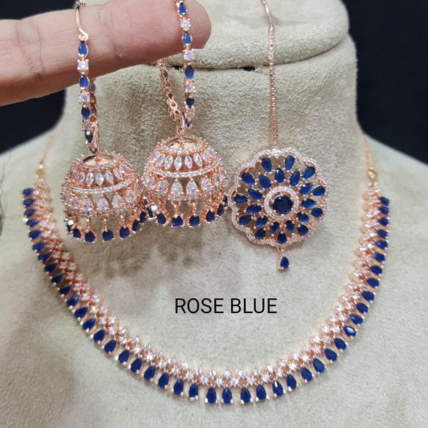 Manisha Jewellery Rose Gold Plated AD Stone Necklace Set