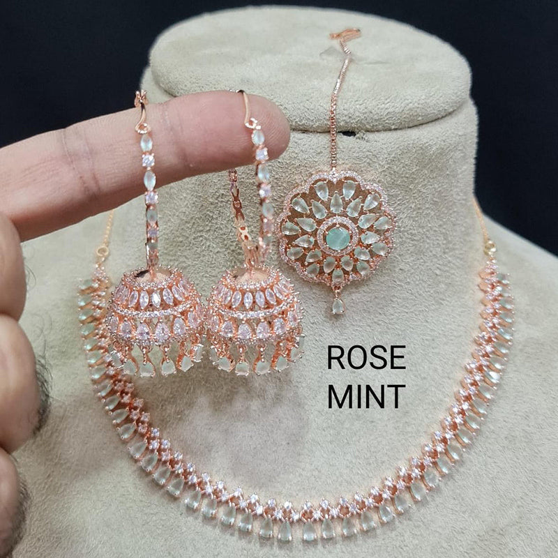 Manisha Jewellery Rose Gold Plated AD Stone Necklace Set