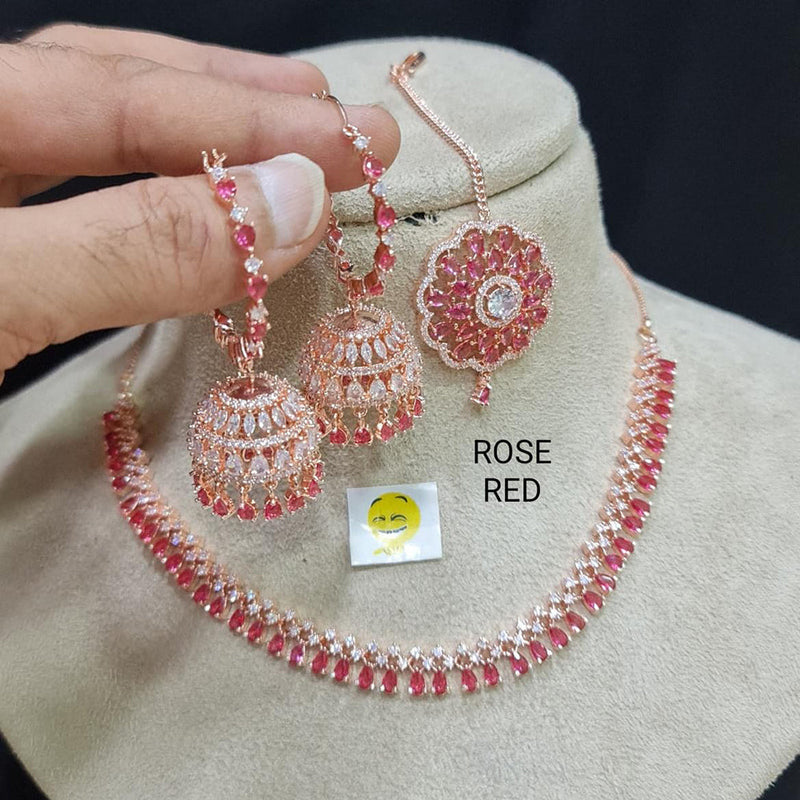 Manisha Jewellery Rose Gold Plated AD Stone Necklace Set