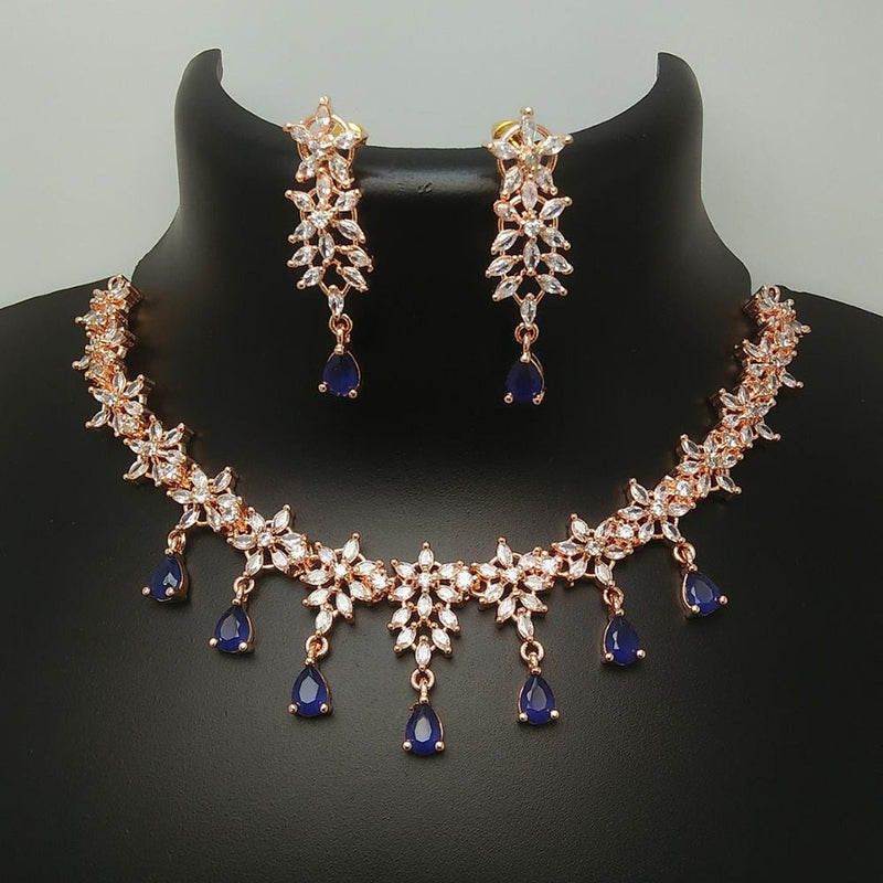 Manisha Jewellery Rose Gold Plated AD Stone Necklace Set