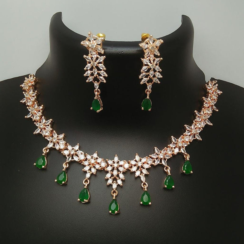 Manisha Jewellery Rose Gold Plated AD Stone Necklace Set