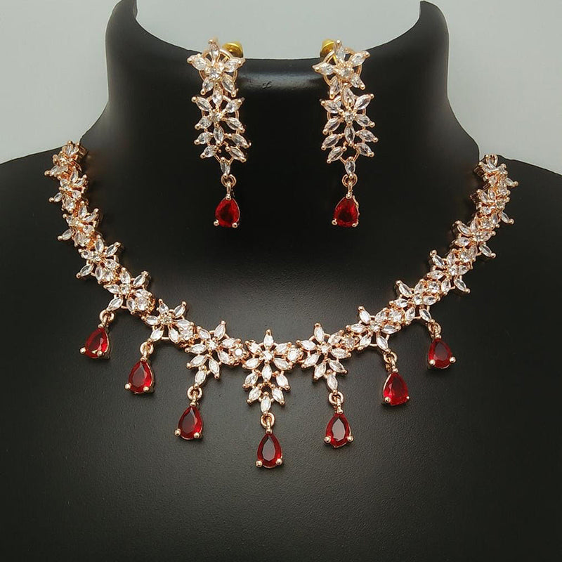 Manisha Jewellery Rose Gold Plated AD Stone Necklace Set