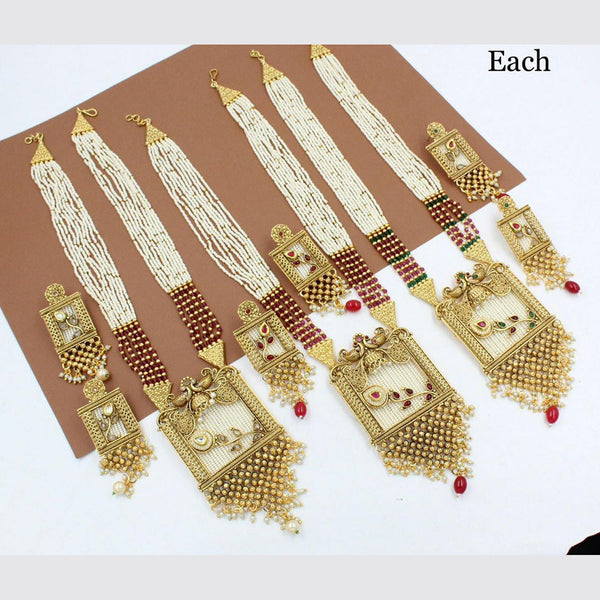Manisha Jewellery Gold Plated Long  Moti Necklace Set