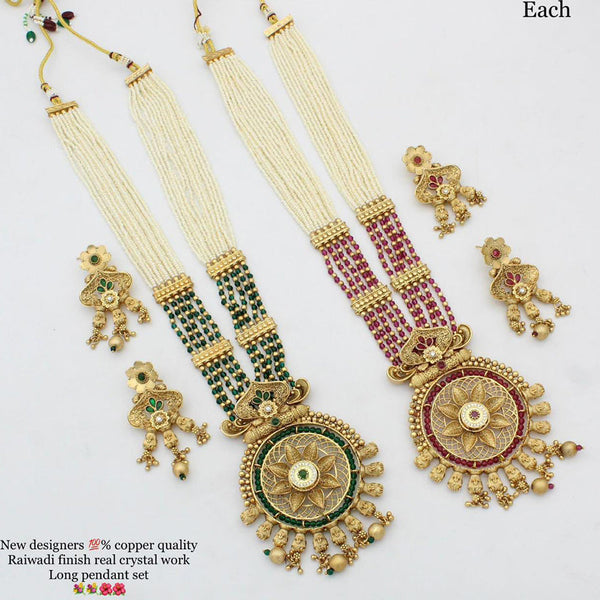 Manisha Jewellery Gold Plated Long  Moti Necklace Set