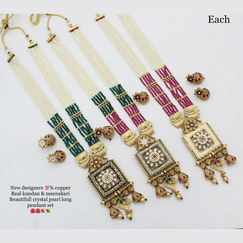 Manisha Jewellery Gold Plated Long  Moti Necklace Set