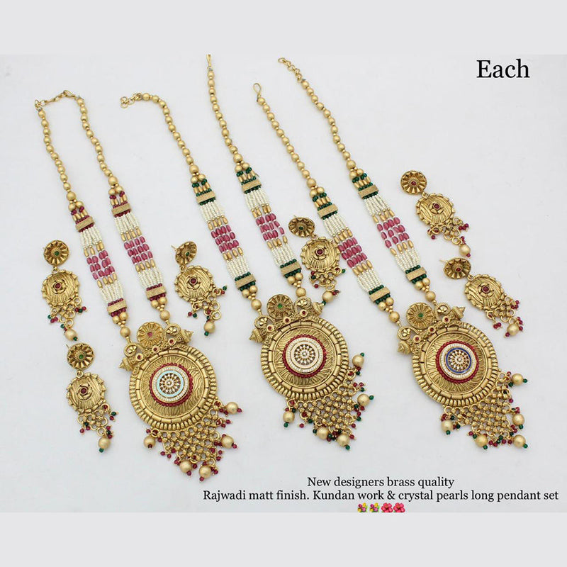 Manisha Jewellery Gold Plated Long  Moti Necklace Set