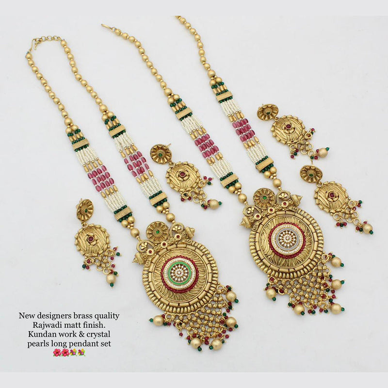 Manisha Jewellery Gold Plated Long  Moti Necklace Set