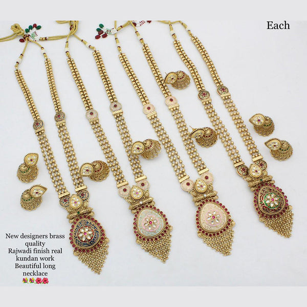 Manisha Jewellery Gold Plated Long  Moti Necklace Set