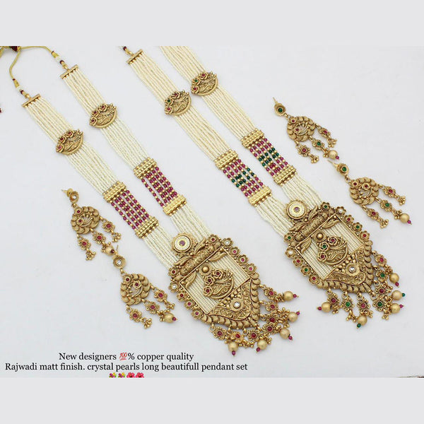 Manisha Jewellery Gold Plated Long  Moti Necklace Set