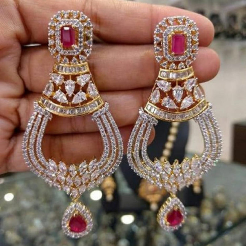 Rose Gold Plated American Diamond Studded Drop/Dangles Earrings for  Women/Girls | eBay