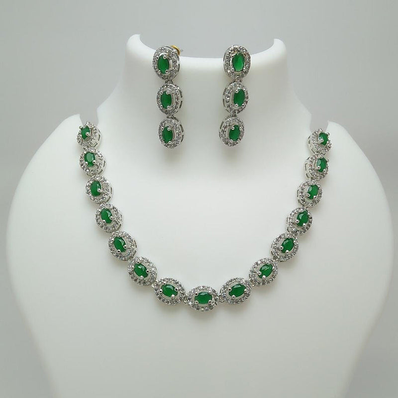 Manisha Jewellery Silver Plated AD Stone Necklace Set