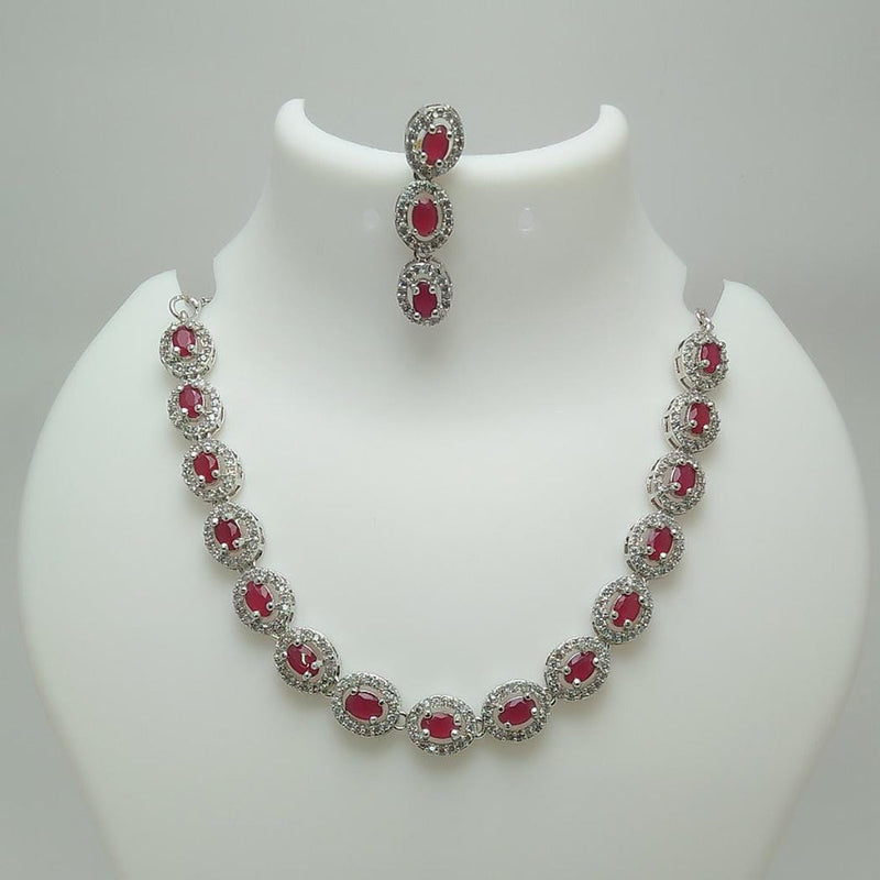 Manisha Jewellery Silver Plated AD Stone Necklace Set