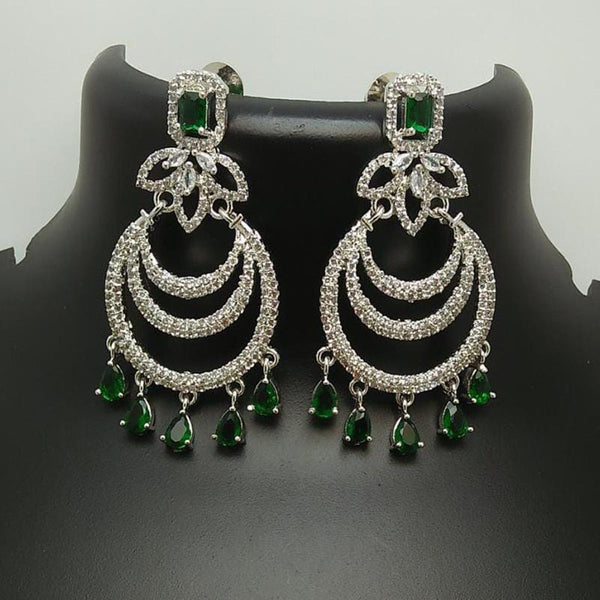 Manisha Jewellery Silver Plated AD Stone Dangler Earrings