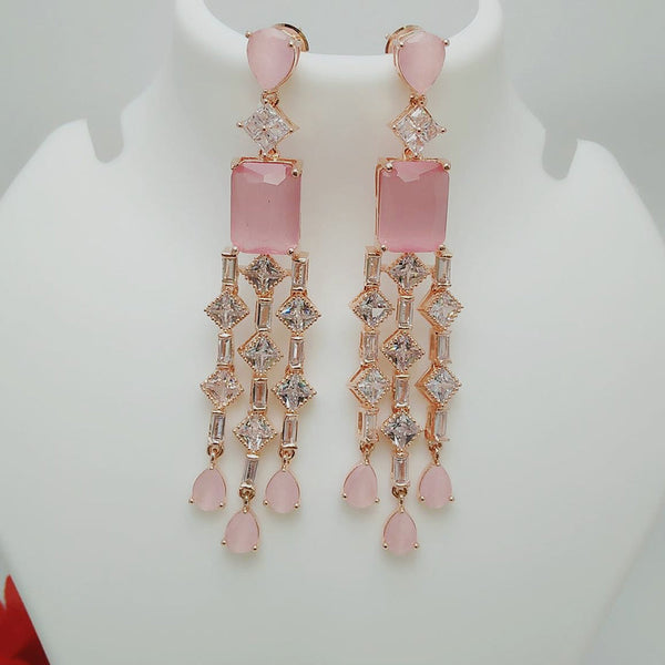 Brass Round Long Pink And Grey Stone Earrings at Rs 4174/pair in Mumbai |  ID: 24243734762
