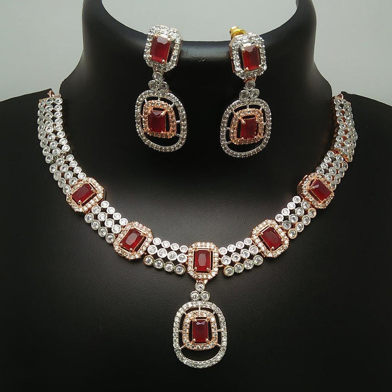 Manisha Jewellery 2 tone Plated AD Stone Necklace Set