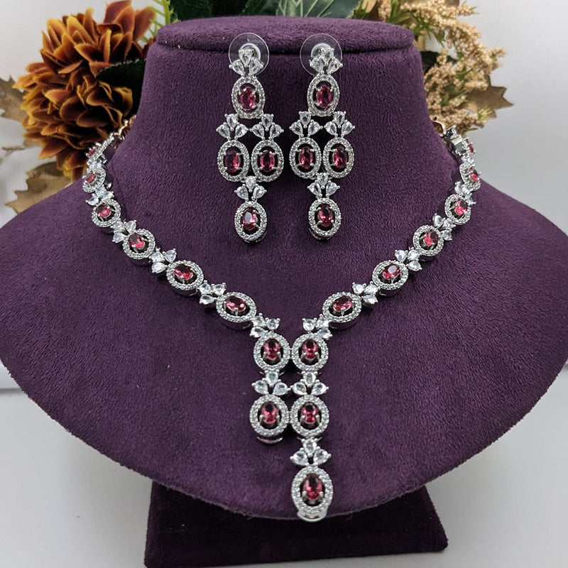 Manisha Jewellery Silver Plated AD Stone Necklace Set