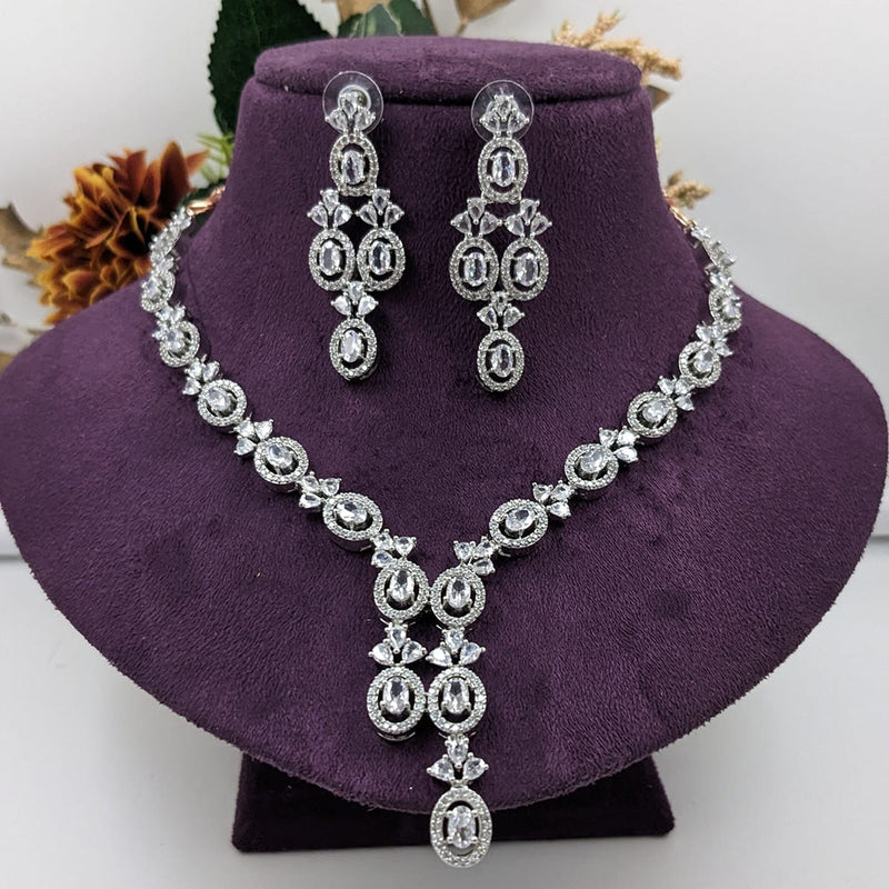 Manisha Jewellery Silver Plated AD Stone Necklace Set