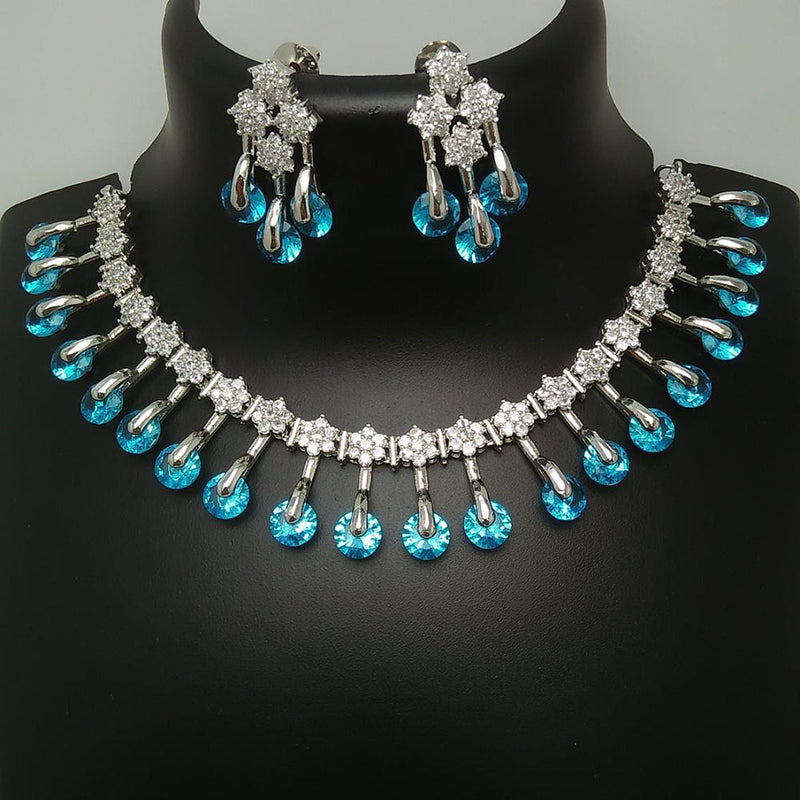 Manisha Jewellery Silver Plated AD Stone Necklace Set