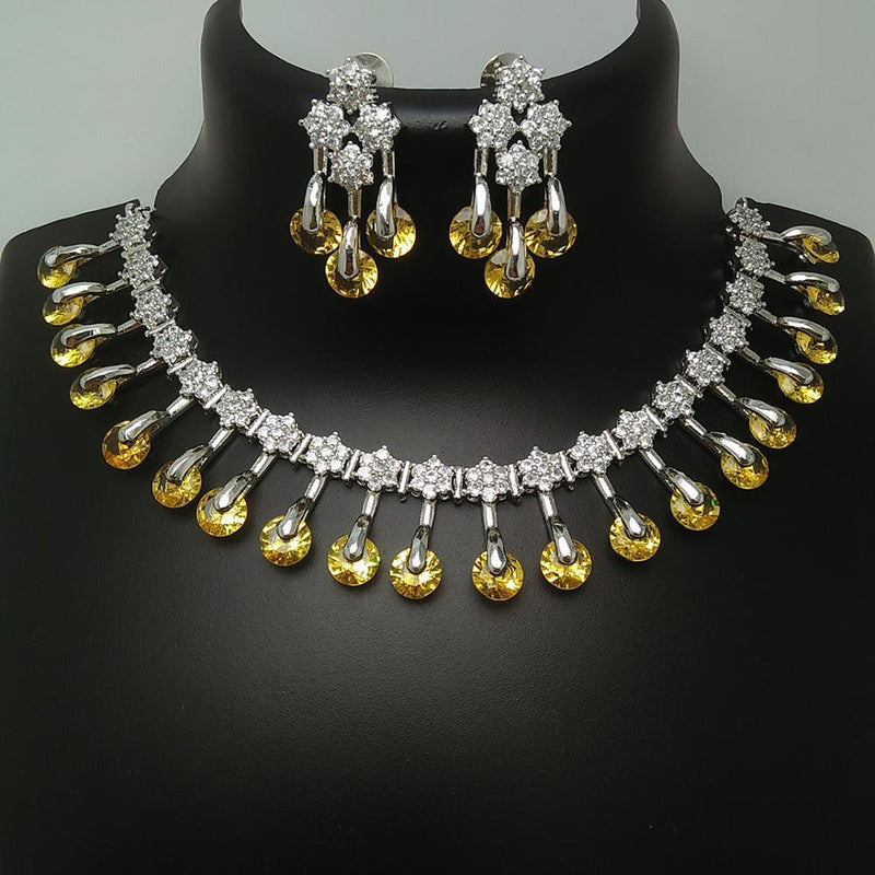 Manisha Jewellery Silver Plated AD Stone Necklace Set