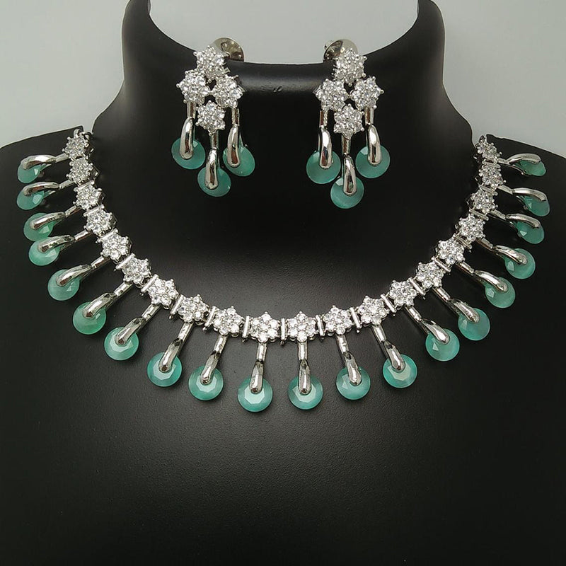 Manisha Jewellery Silver Plated AD Stone Necklace Set