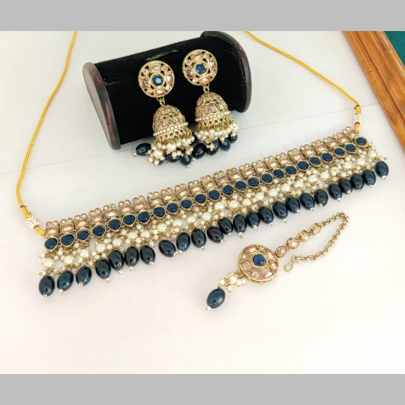 Manisha Jewellery Gold Plated Beads Choker Ncklace Set