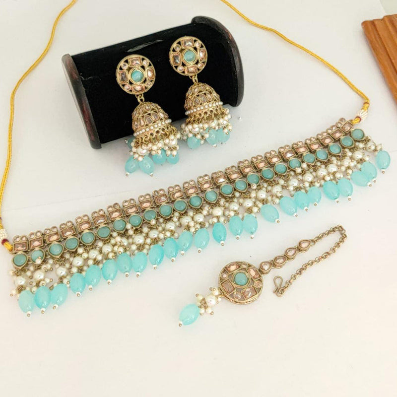 Manisha Jewellery Gold Plated Beads Choker Ncklace Set