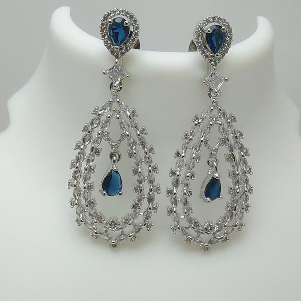 Manisha Jewellery Silver Plated AD Stone Dangler Earrings