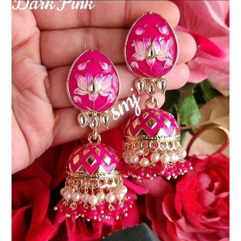 Manisha Jewellery Gold Plated Meenakari Jhumki Earrings