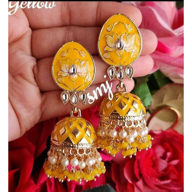 Manisha Jewellery Gold Plated Meenakari Jhumki Earrings