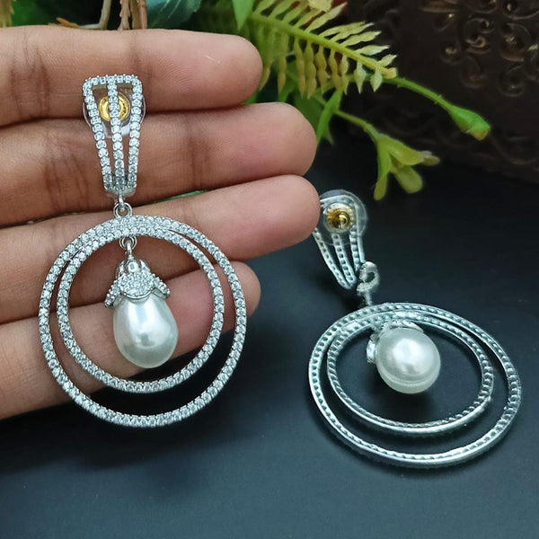 Manisha Jewellery Silver Plated AD Stone Dangler Earrings