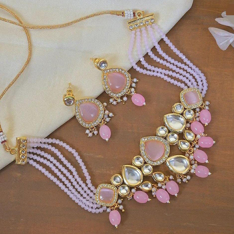 Manisha Jewellery Gold Plated Kundan & Beads Choker Necklace Set