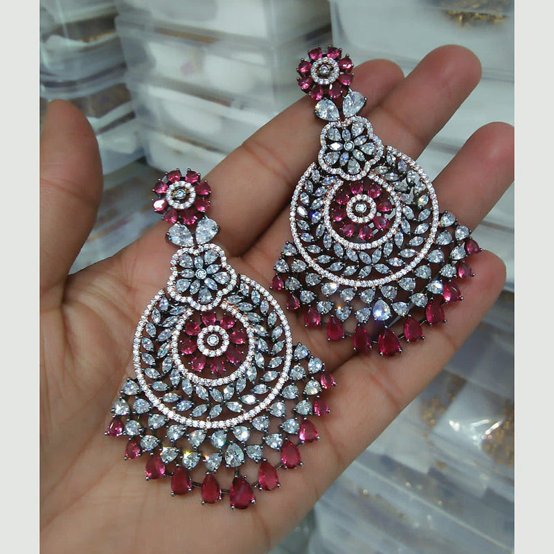 Manisha Jewellery Oxidised Plated AD Stone Dangler Earrings