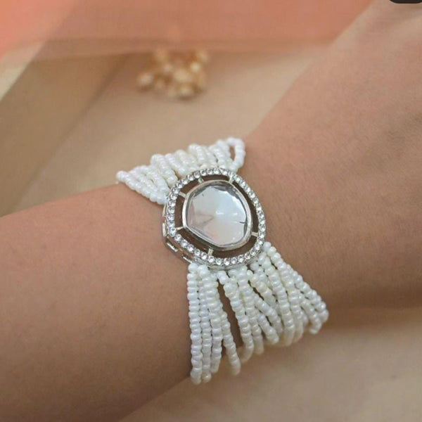 Manisha Jewellery Silver Plated AD Stone & Moti Bracelet