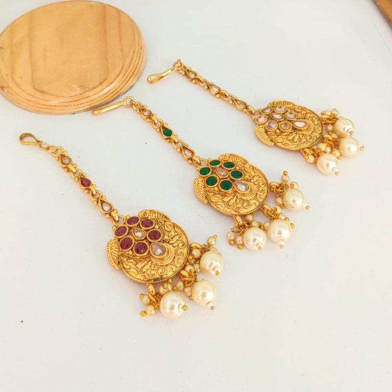 Manisha Jewellery Gold Plated Pota Stone Maangtikka