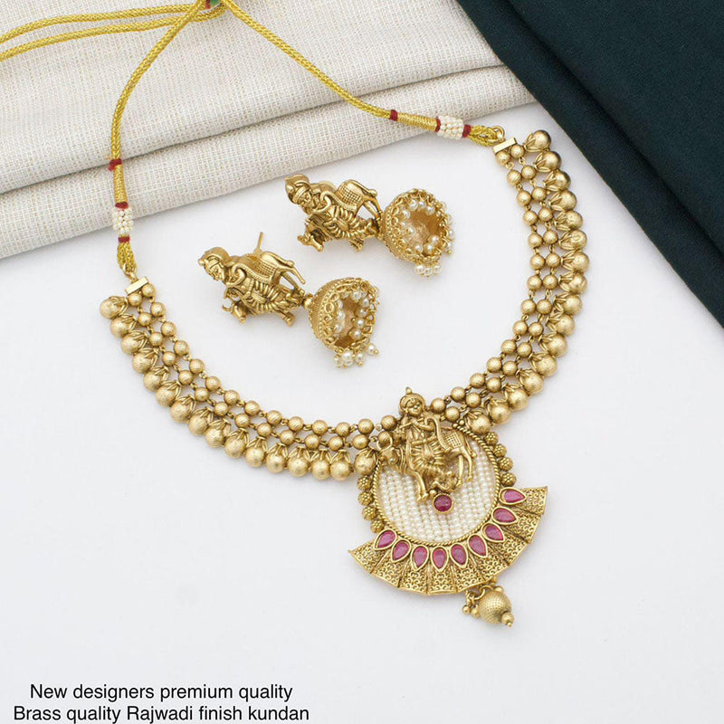 Manisha Jewellery Gold Plated Kundan Temple Necklace Set