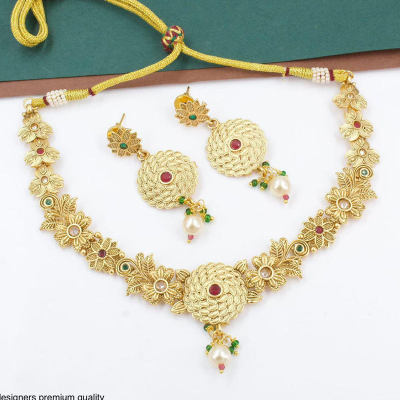 Manisha Jewellery  Gold Plated Pota Stone Neckklace Set