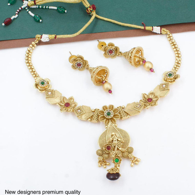 Manisha Jewellery  Gold Plated Pota Stone Neckklace Set