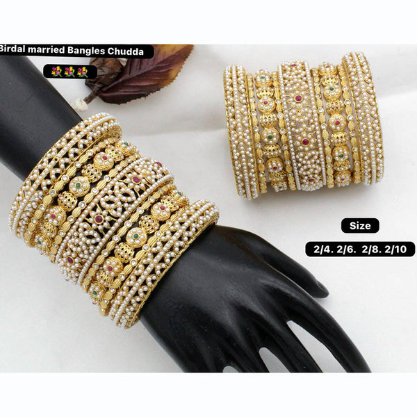 Manisha Jewellery Gold Plated Pearl  bangles Set