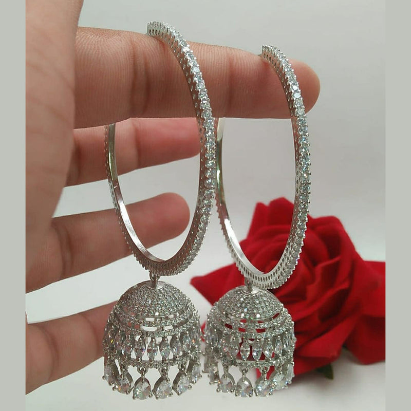 Manisha Jewellery Silver Plated AD Stone Jhumki Earrings