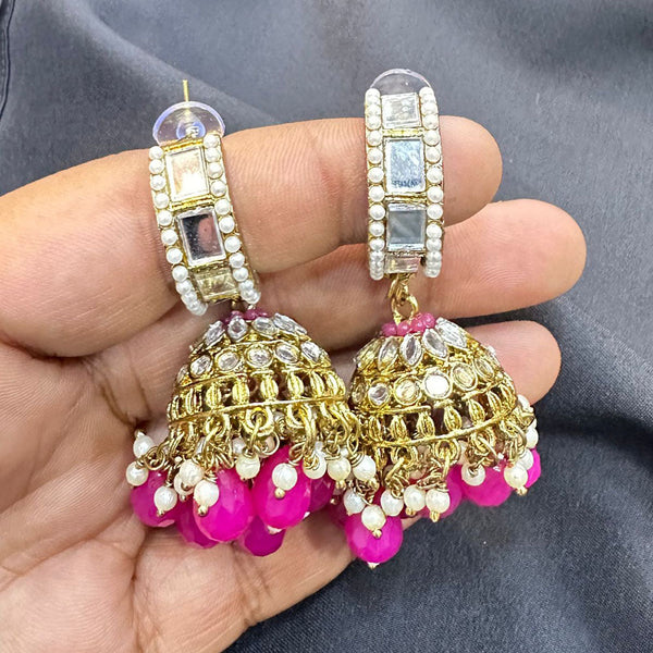 Akruti Collection Gold Plated Mirror Jhumki Earrings