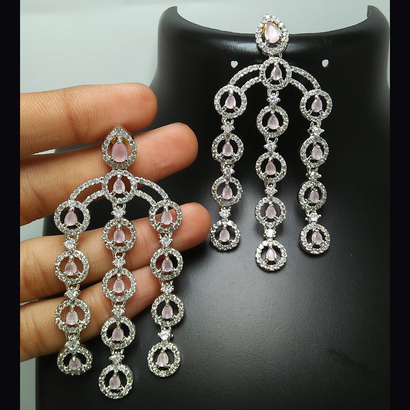 Manisha Jewellery Silver Plated AD Stone Dangler Earrings