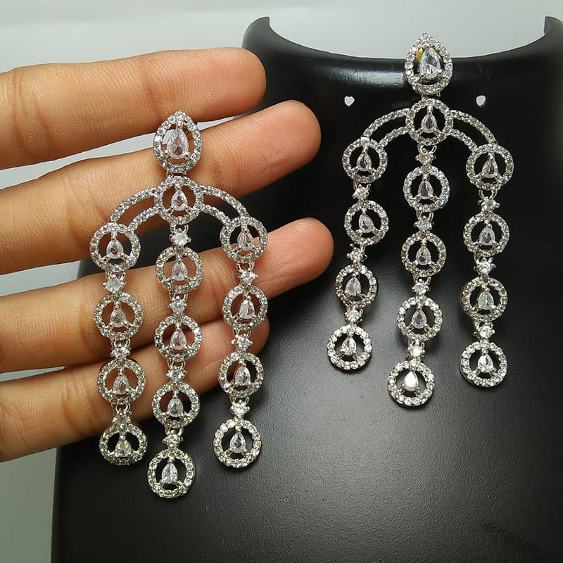 Manisha Jewellery Silver Plated AD Stone Dangler Earrings