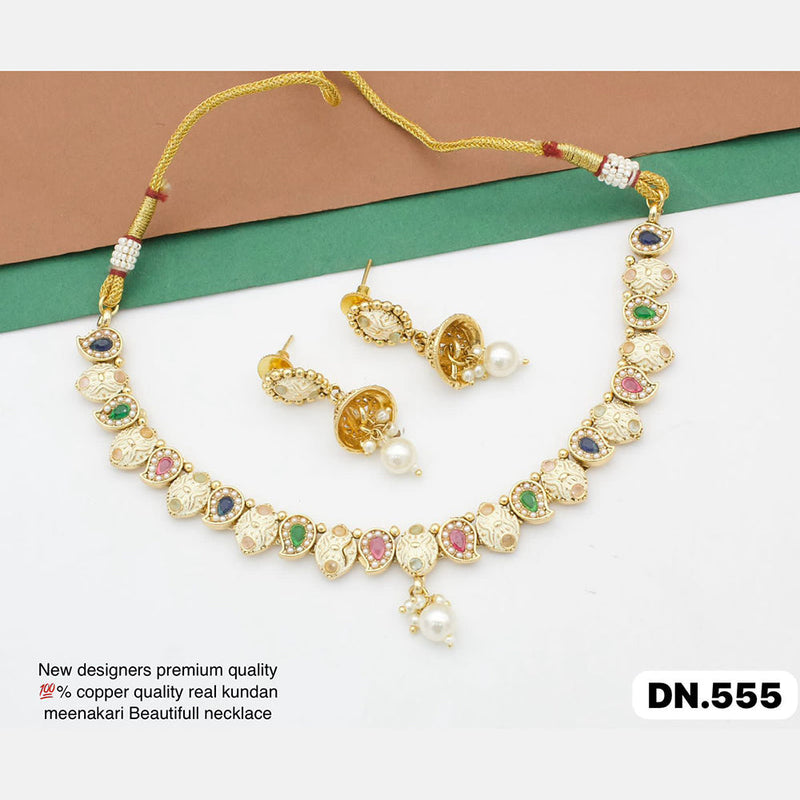 Manisha Jewellery Gold Plated Pota Stone Necklace Set