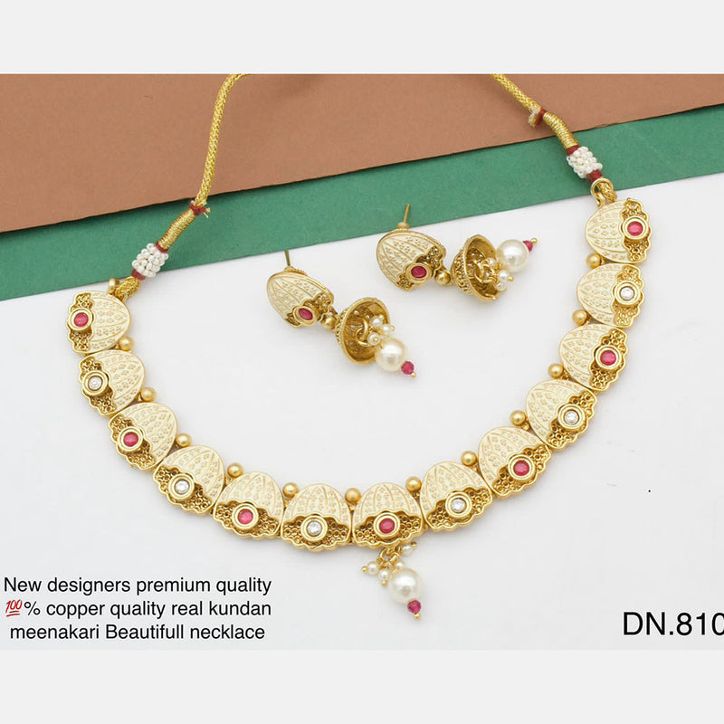 Manisha Jewellery Gold Plated Pota Stone Necklace Set