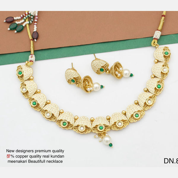 Manisha Jewellery Gold Plated Pota Stone Necklace Set