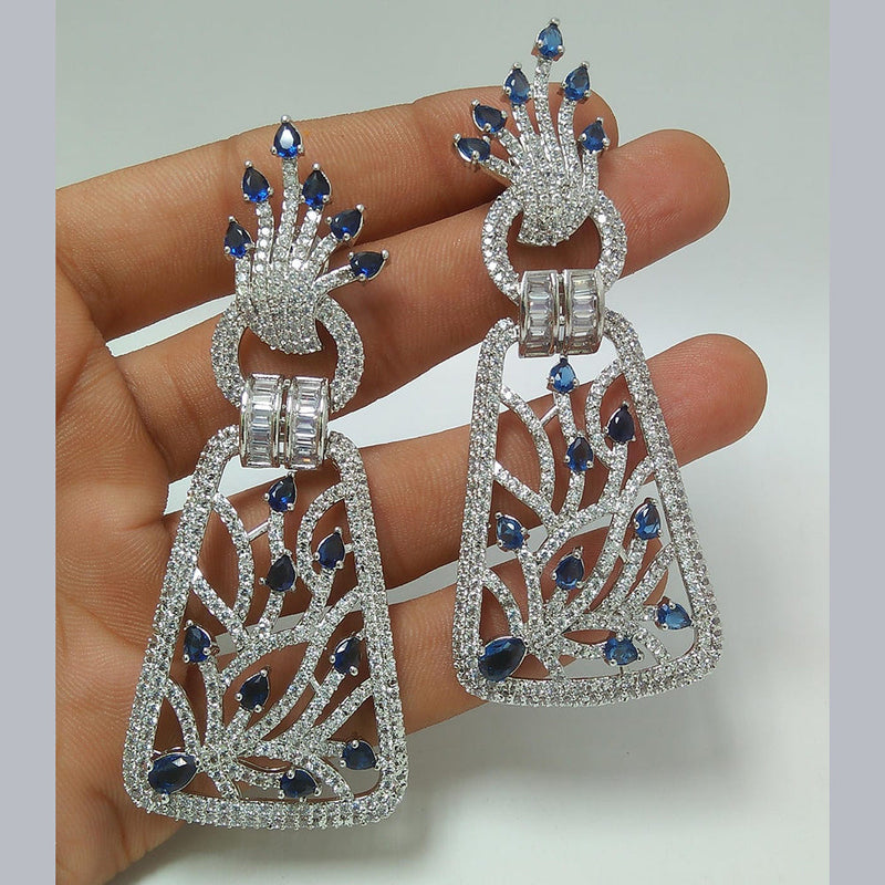 Manisha Jewellery Silver Plated AD Dangler Earrings