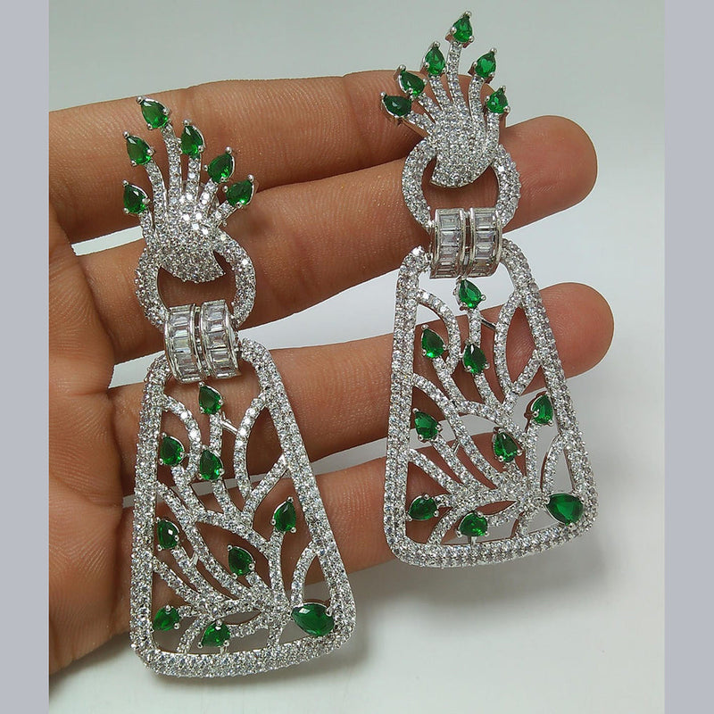 Manisha Jewellery Silver Plated AD Dangler Earrings