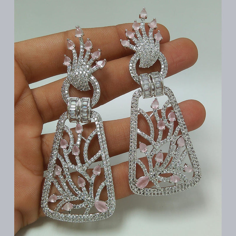 Manisha Jewellery Silver Plated AD Dangler Earrings