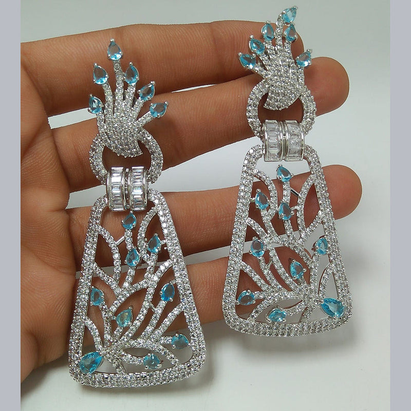 Manisha Jewellery Silver Plated AD Dangler Earrings