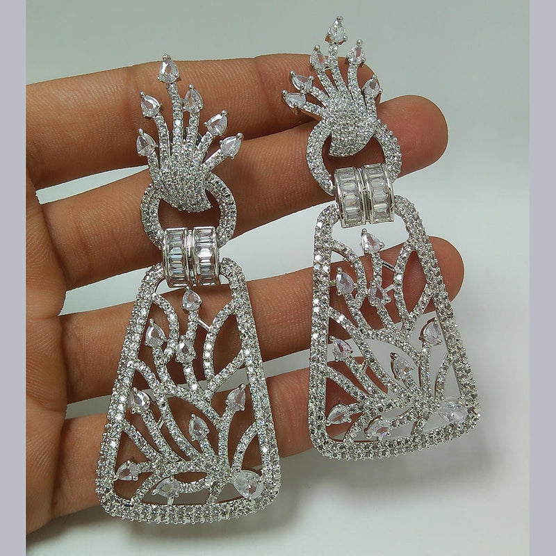 Manisha Jewellery Silver Plated AD Dangler Earrings